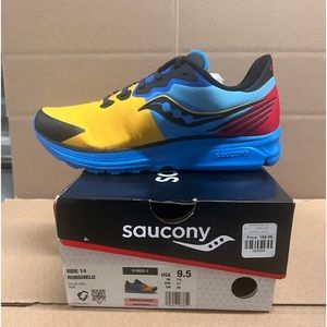 Saucony Ride 14 Runshield women size 9.5 blue/yellow /black